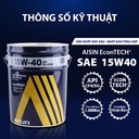 Nhớt Động Cơ Aisin 15W-40 CF4/SG Semi Synthetic 20 Lít ECSF154PL