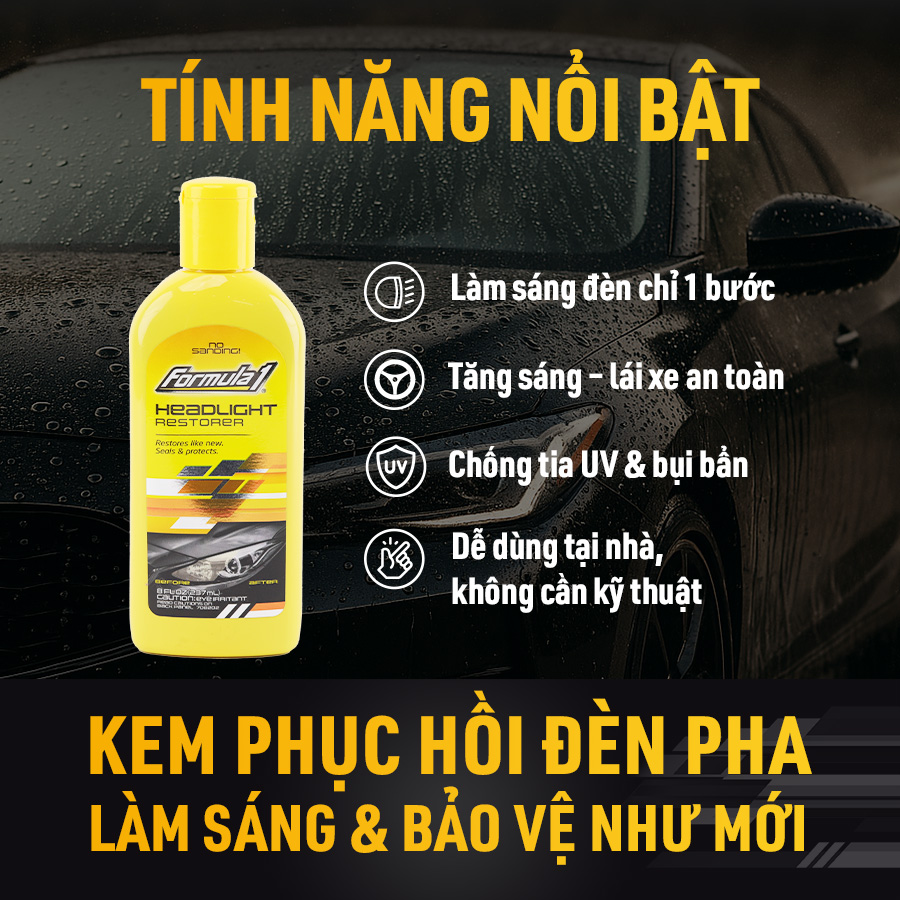 Đánh bóng và phục hồi đèn pha Formula 1 (Headlight Restorer) (237ml)  # 615874