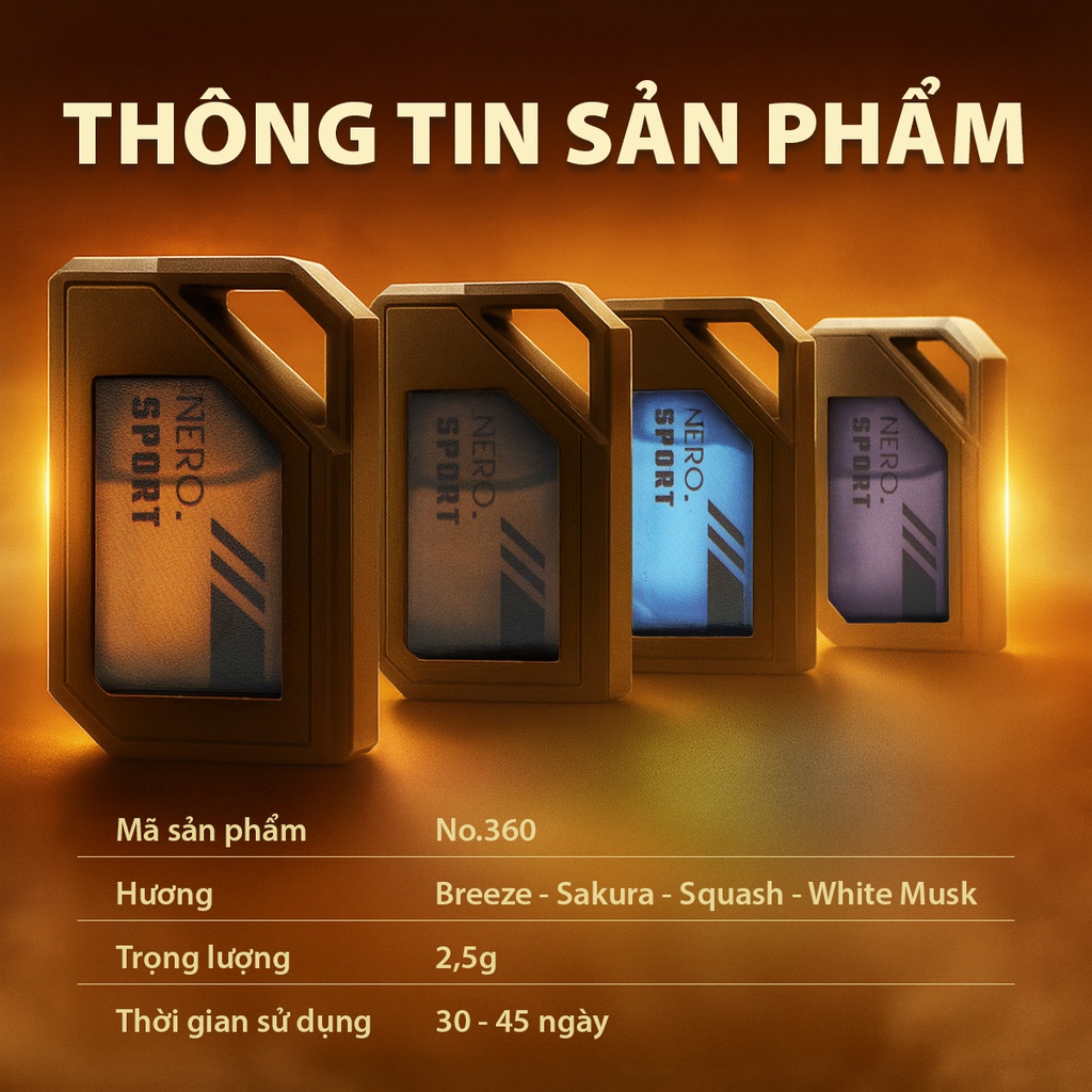 Dầu thơm NO.360-4 2in1(treo kính+ghim máy lạnh) 2.5g SQUASH
