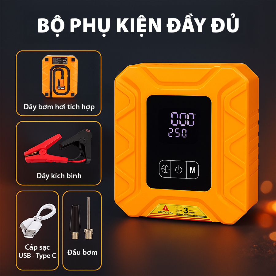 Máy bơm 4in 1 (bơm+kích bình+đèn+nguồn cáp) X7