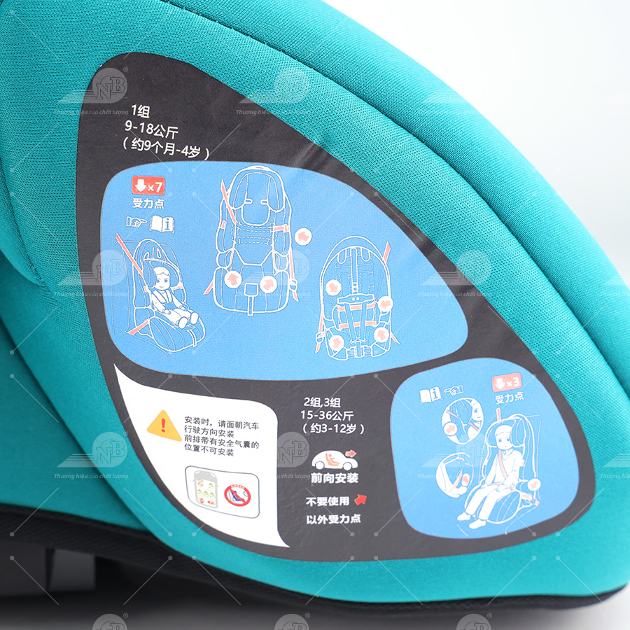 Ghế an toàn cho trẻ em trong xe hơi kiểu ISOFIX QM-701A Xanh