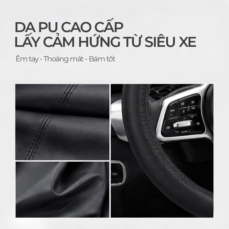 Bao vô lăng CIND PU+TPE TP990 size M đen