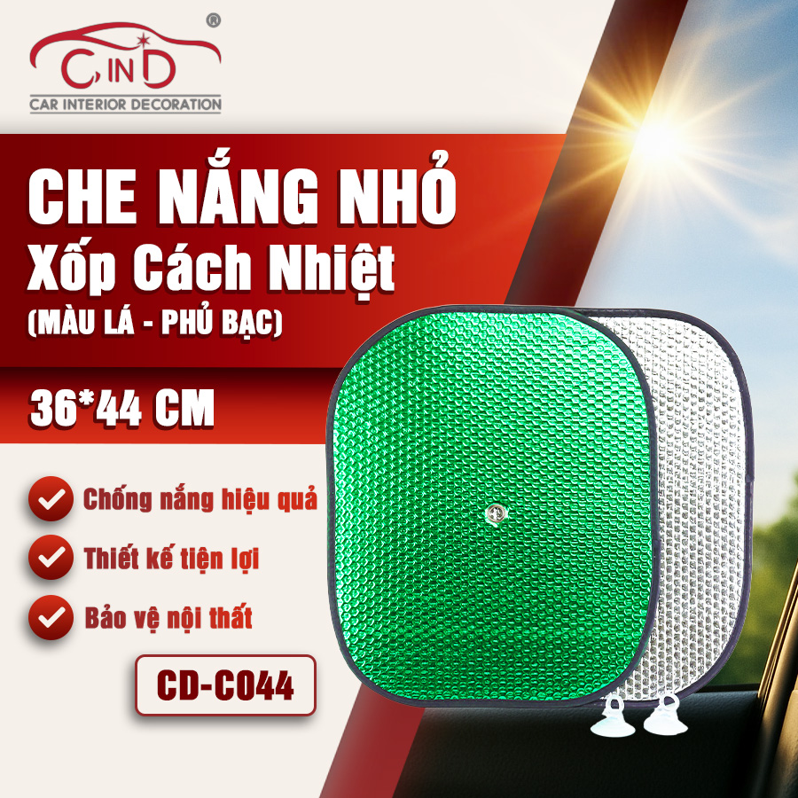 Che nắng xốp tròn nhỏ CIND (màu bạc/xanh) CD-C044 36*44CM 1SET/2PCS 