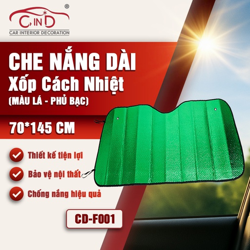[CNLXCDF001X] Che nắng xốp trước dài CIND (màu bạc/xanh) CD-F001 70*145CM